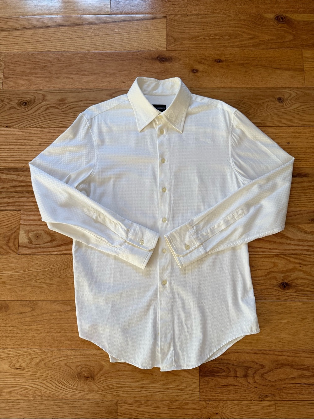 Emporio Armani Men's White Long-Sleeve Dress Shirt